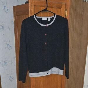 Old Navy Black and Gray Wool Blend Cardigan